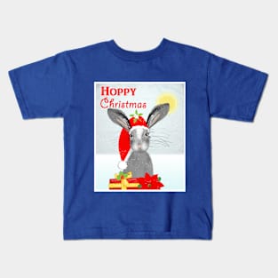 Xmas Cute Whimsy Funny  Bunny Rabbit Hoppy Christmas Kids T-Shirt